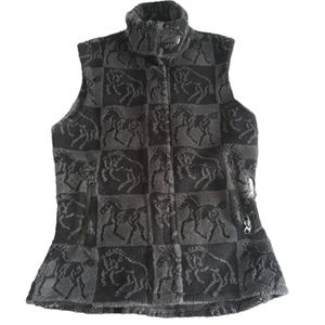 Kerrits Sz S Horse Patch Print Full Zip Equestrian Fleece Vest